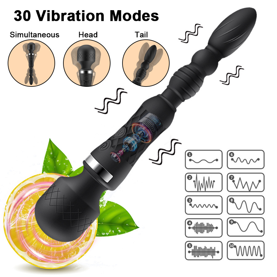 Strong earthquake bendable vibrator G-point double head vibrator with anal plug in the back of the vagina teasing and erotic female masturbator:圖片 3