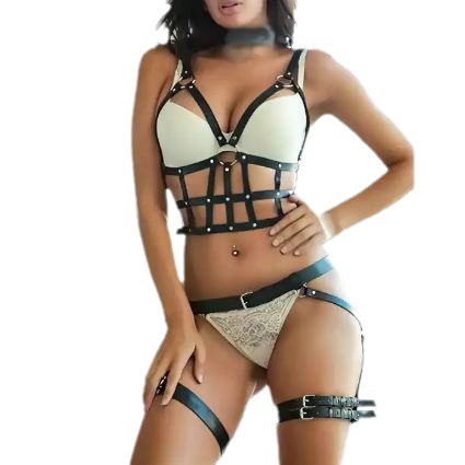 Adult products, leather binding and restraint straps set, women's sexy leather underwear:圖片 5