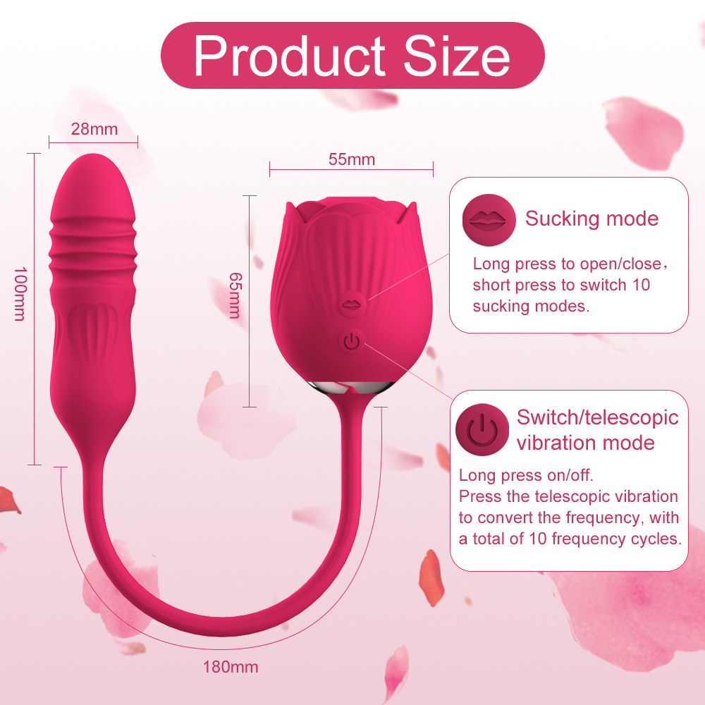 Rose Stretch Jumping Egg Double Head Sucking Vibration Jumping Egg Female Masturbation Sex Products:圖片 3