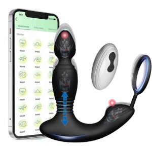 O1CN01LIMvt81sbaBJLr5hb_2217615525785-0-cib.jpg New prostate massager 9-frequency telescopic vibration wireless remote control APP controls male posterior anal plug locking ring
