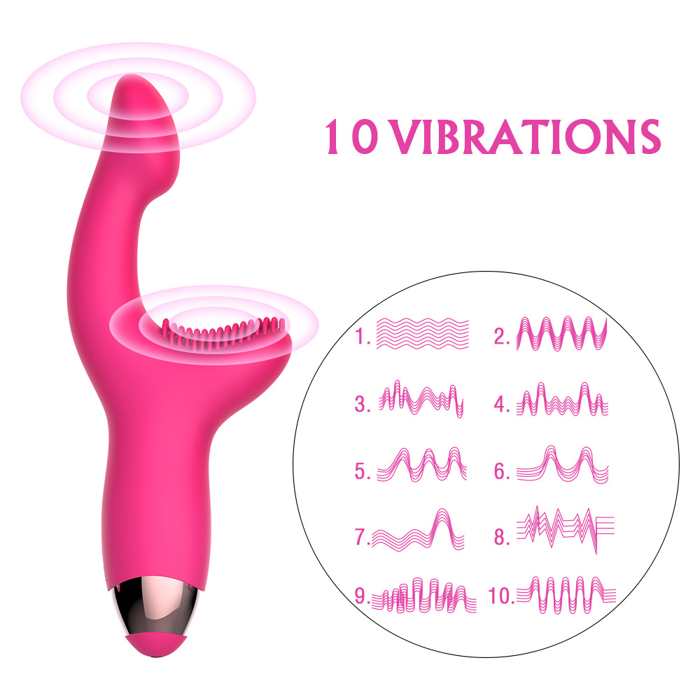 Charging Dual Shock 10 Frequency Brush Vibration Rod Finger Silicone Female Vibration Rod High Quality Suitable:圖片 2