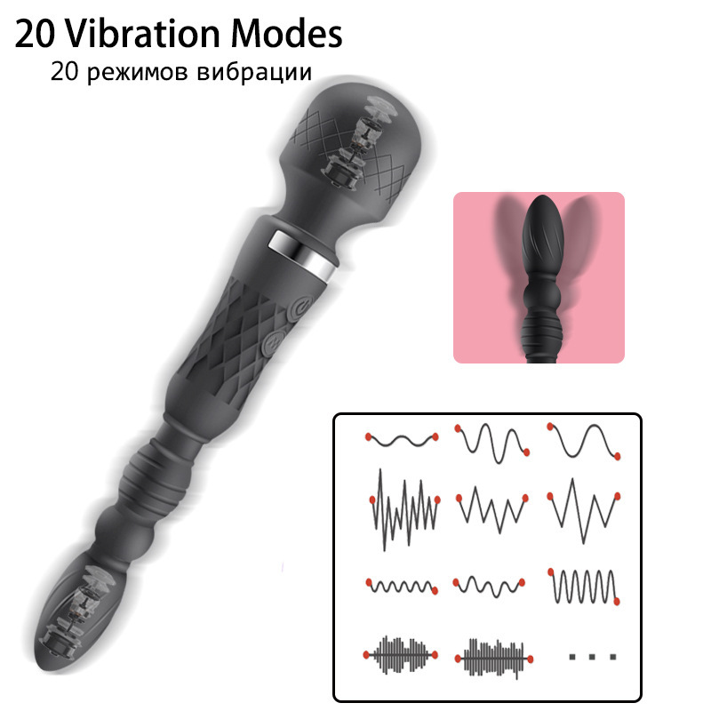 Strong earthquake bendable vibrator G-point double head vibrator with anal plug in the back of the vagina teasing and erotic female masturbator:圖片 2