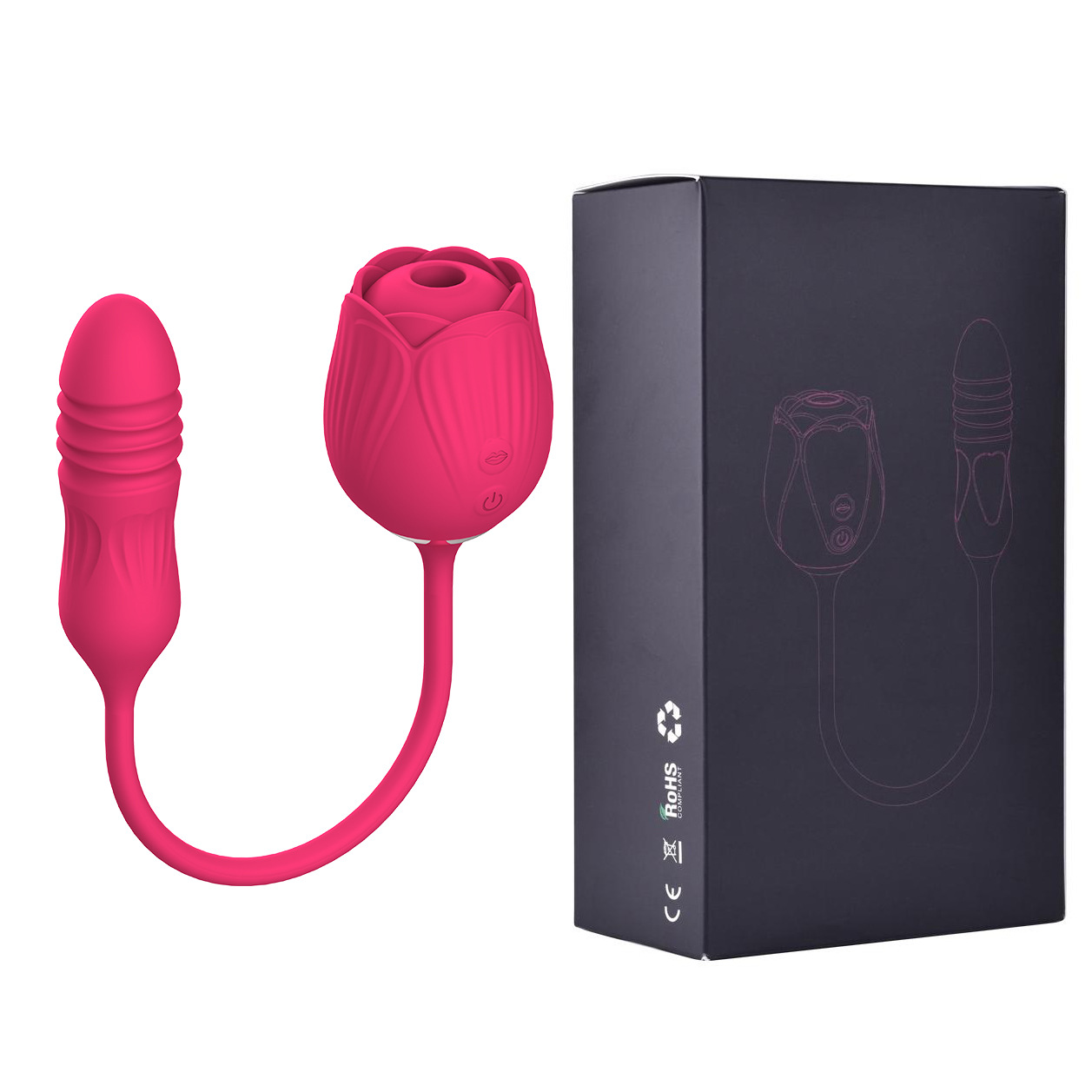 Rose Stretch Jumping Egg Double Head Sucking Vibration Jumping Egg Female Masturbation Sex Products:圖片 5